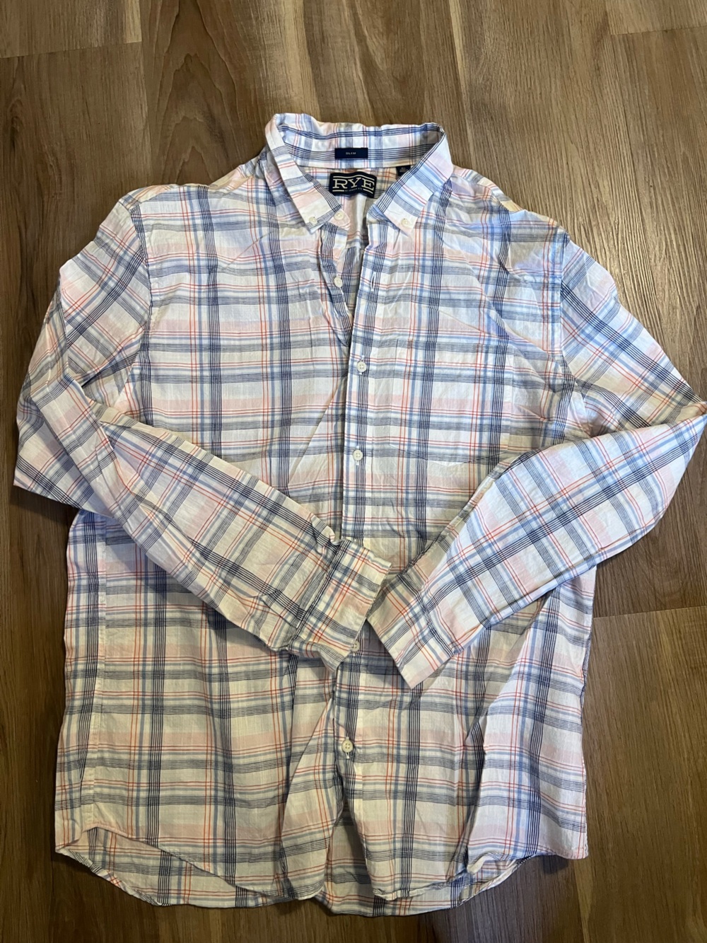 Men's RYE by Hawker Rye Light Blue & White Plaid Button-Up Shirt Sz XL